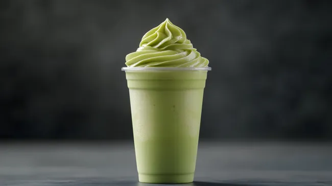 Cremiger grüner Frappuccino-Smoothie mit Schlagsahne