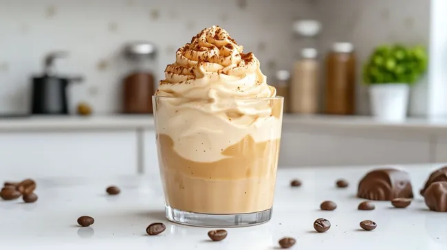 Cremiger Kaffee-Cocktail mit Sahne-Topping