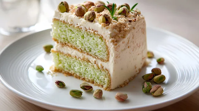 Cremiger Pistazienkuchen mit knusprigen Pistazien