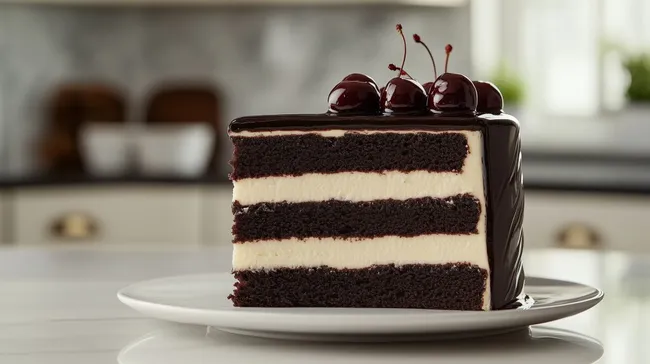 Cremiger Schoko-Kirsch-Kuchen mit Glasur