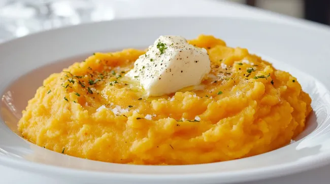 Cremiges Kürbispüree mit Kräutern und Butter