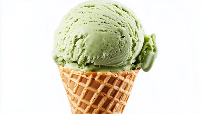 Cremiges Matcha-Eis in knuspriger Waffel