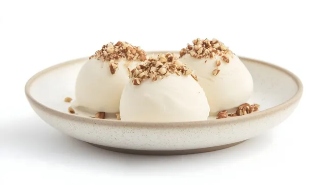 Cremiges Vanilleeis mit gehackten Nüssen