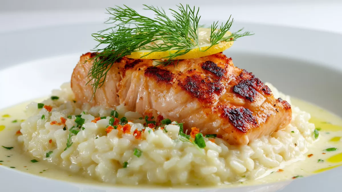 Cremiges Zitronenrisotto mit Lachs und Dill