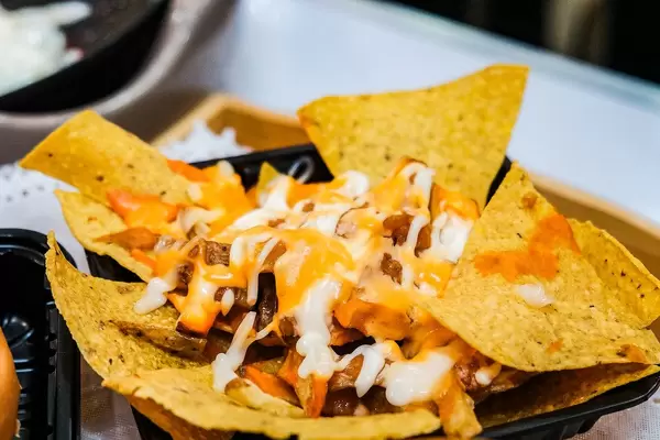 Cripsy nachos served with cheese and beef  (Flip 2019)