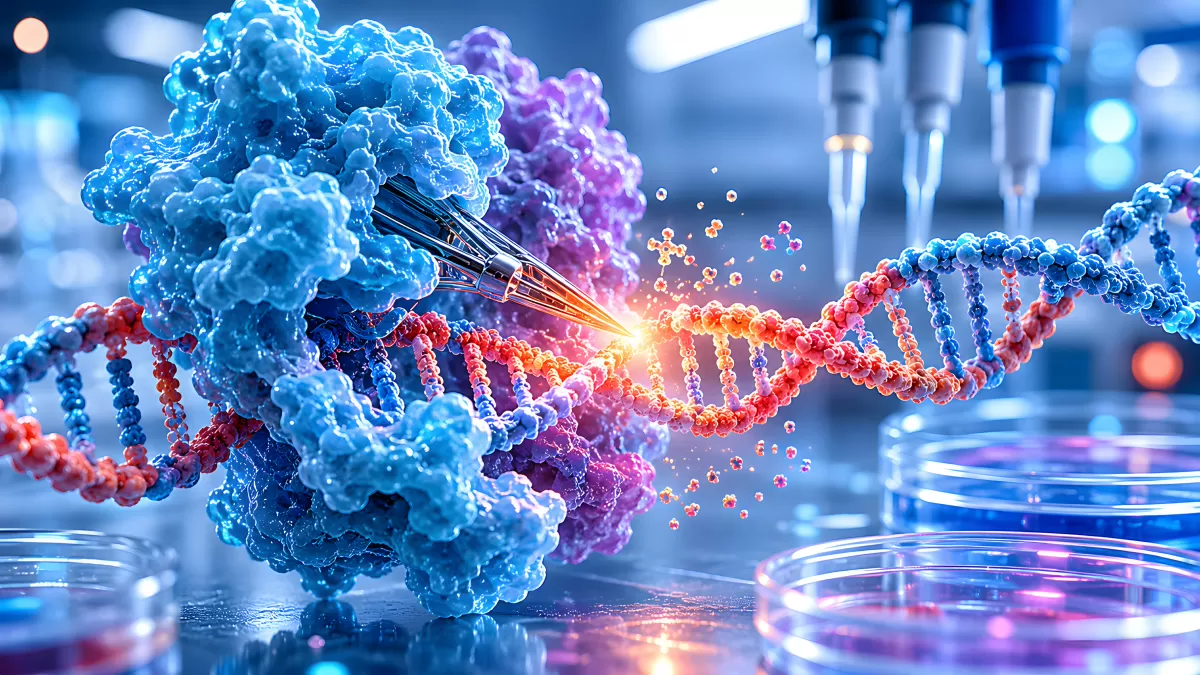 CRISPR-Genschere schneidet DNA-Doppelhelix im Labor
