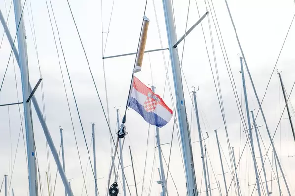 Croatian flag on sailboat