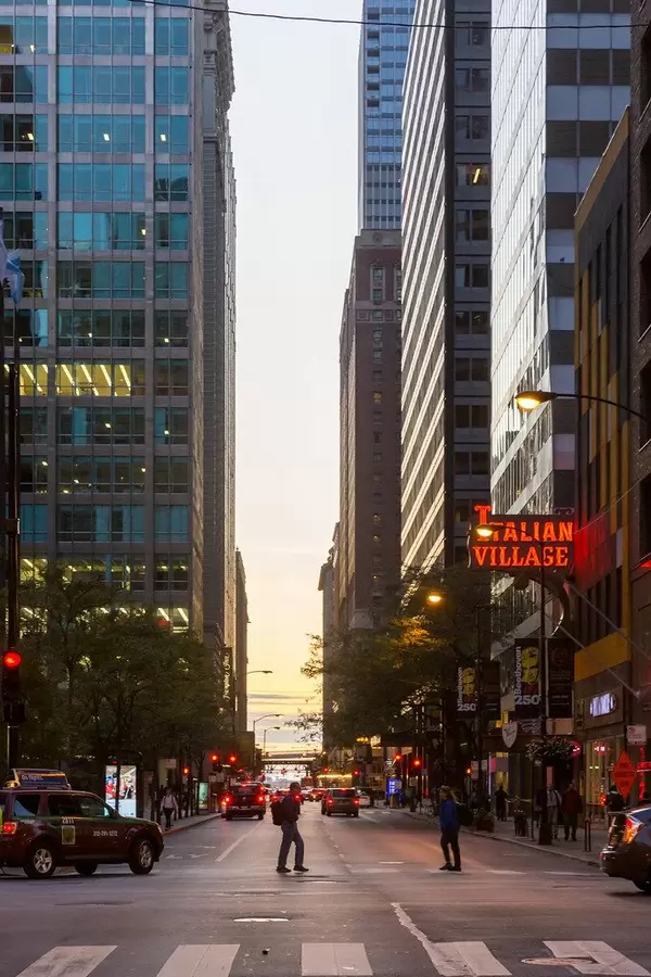 Crossing a street in Downtown Chicago