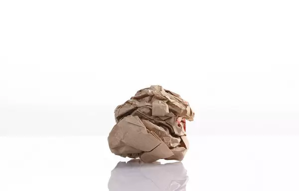 Crumpled paper on white background