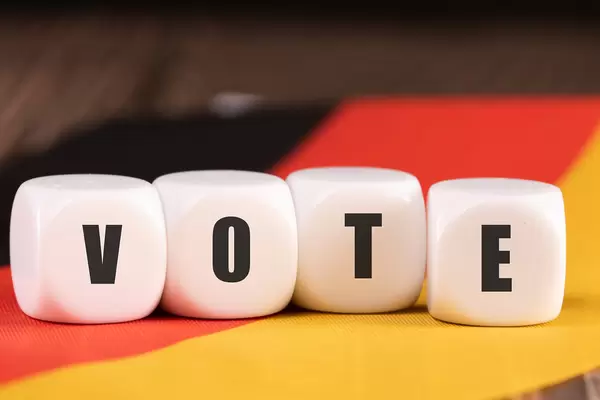 Cubes with Vote text on the flag of Germany