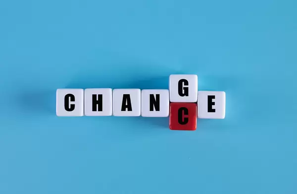 Cubes with word "change" to "chance", Personal development and career growth or change yourself concept