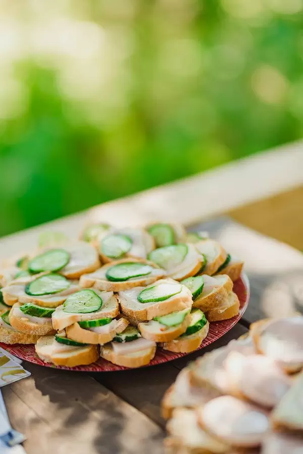 Cucumber, Meat Sandwitches Picnnic Outdoor