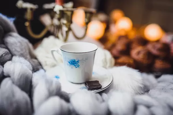 Cup Of Coffee And Piece Of Chocolate - Winter Hygge