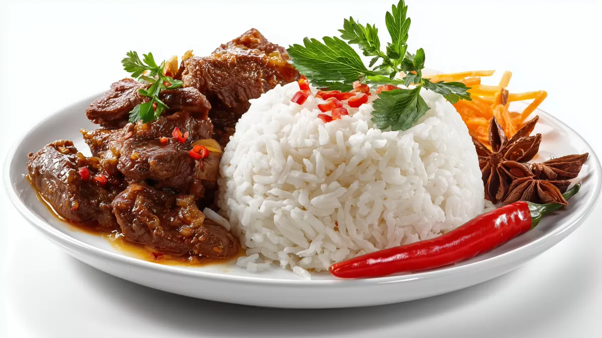 Curry Reis Fleisch mit Chili und Sternanis