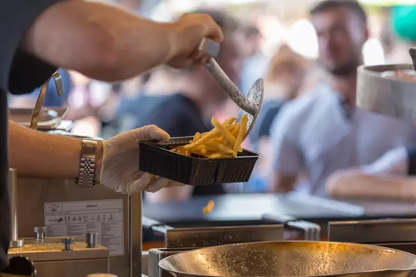 Curry sausage and fries at Gamescom