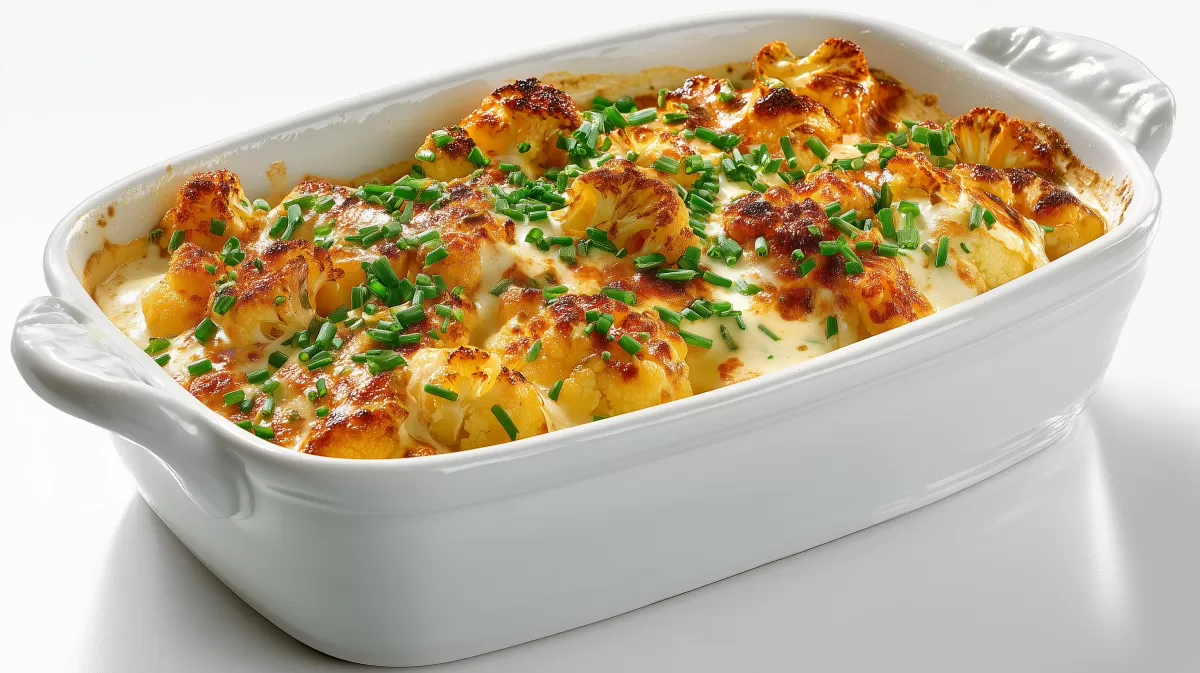 Currylastiger Blumenkohlauflauf mit Schnittlauch