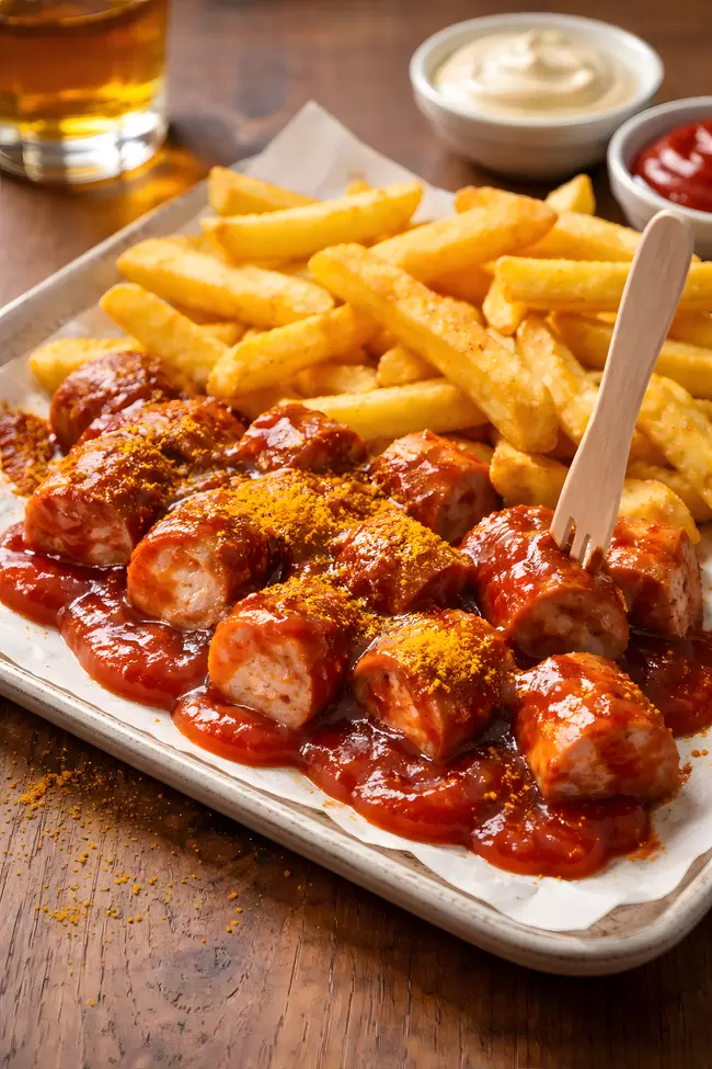 Currywurst mit Pommes
