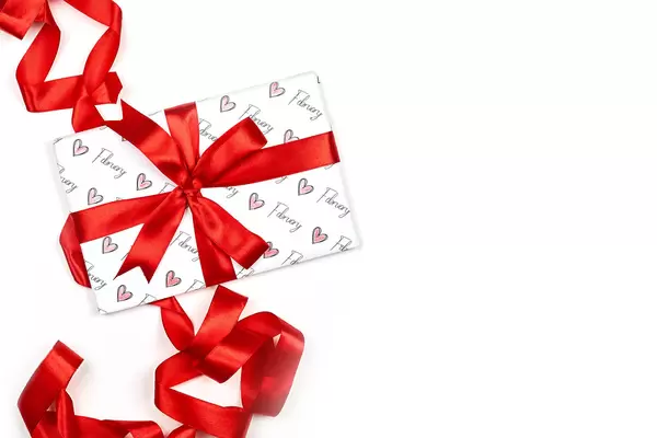 Cute handmade present box prepared for St. Valentine's Day