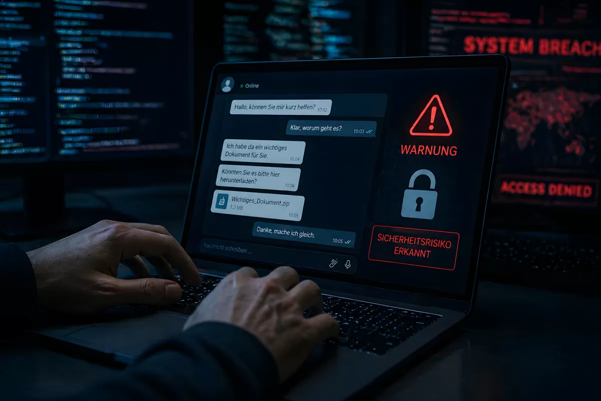 Cyberangriff per Messenger mit Sicherheitswarnung