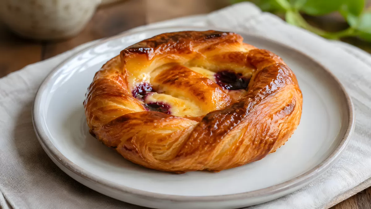 Dänisches Gebäck mit Beeren und Vanillecreme
