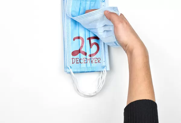 Daily calendar with face masks. Christmas in the time of COVID-19