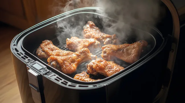 Dampfende Hähnchenflügel in Heißluftfritteuse