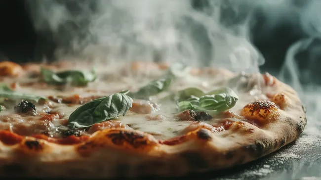 Dampfende hausgemachte Pizza aus dem Ofen