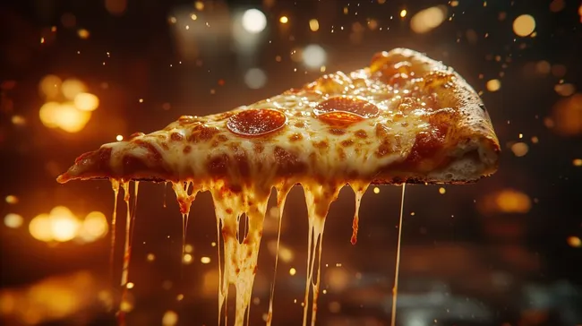 Dampfende Pizza mit schmelzendem Käse und Pepperoni