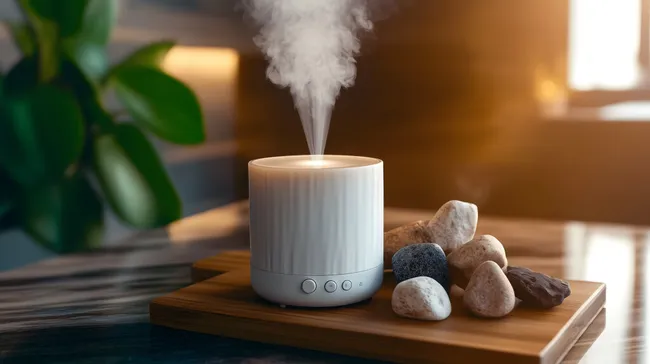 Dampfender Aroma-Diffusor mit Natursteinen für Wellness und Entspannung