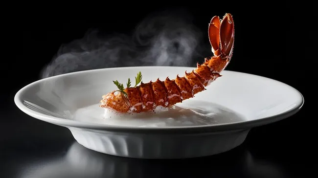 Dampfender Hummer auf weißem Teller