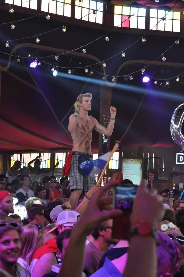 Dancing while being held up high - Tomorrowland music festival 2014