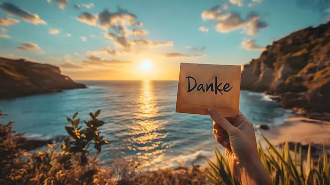 Dankbarkeit am malerischen Meeresufer