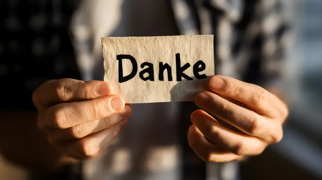 Danke-Schild in Händen - Ausdruck von Dankbarkeit