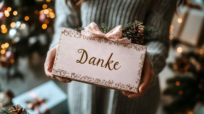 Dankesgeste mit Weihnachtsdekoration