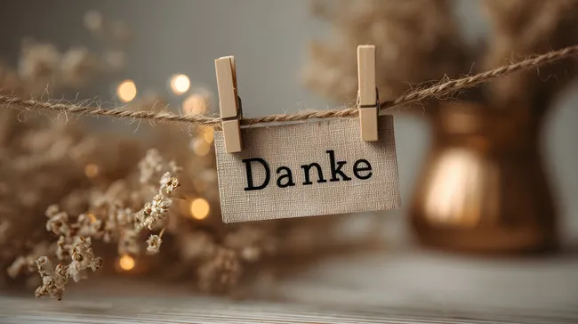 Danksagung mit rustikalem Dekor am Seil