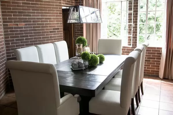 Dark wood dining room