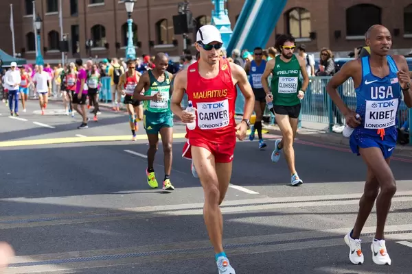 David Carver, Elkanah Kibet und weitere Läufer (Marathon Finale) bei den IAAF Leichtathletik-Weltmeisterschaften 2017 in London