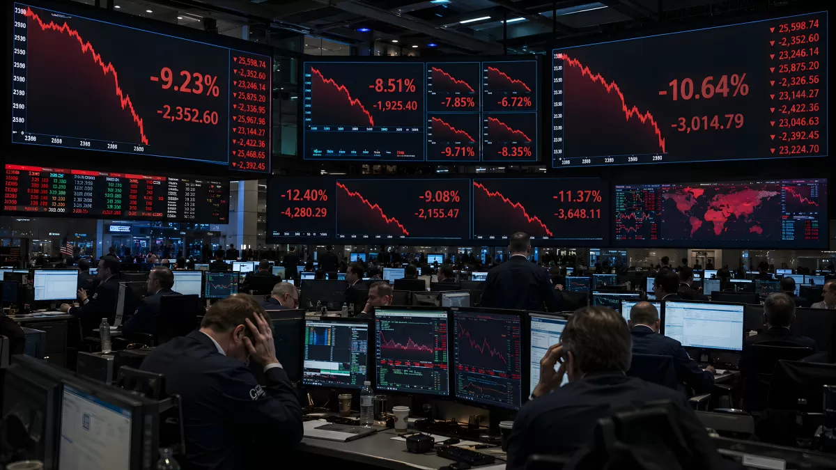DAX-Börsencrash mit massiven Kursverlusten im Handelssaal