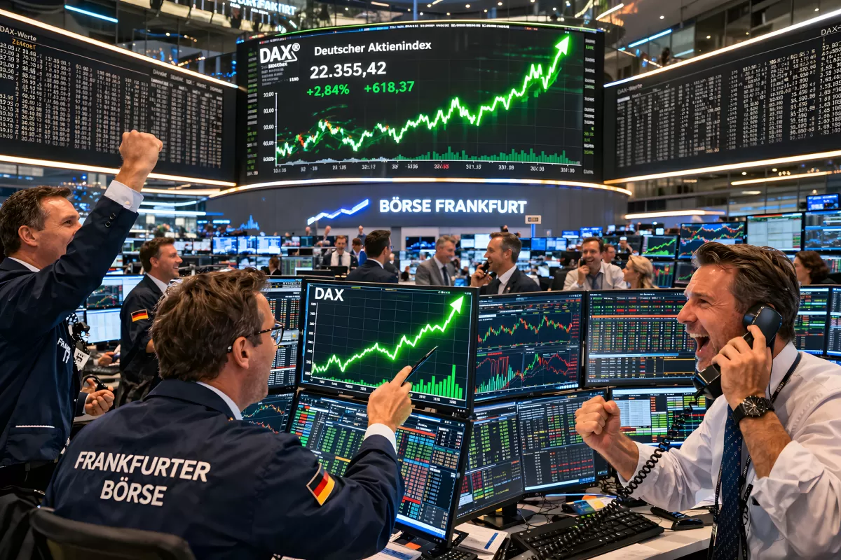 DAX: Börsenhändler beobachten steigenden Aktienmarkt