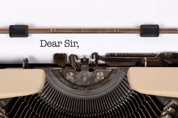 Dear Sir printed on an old typewriter