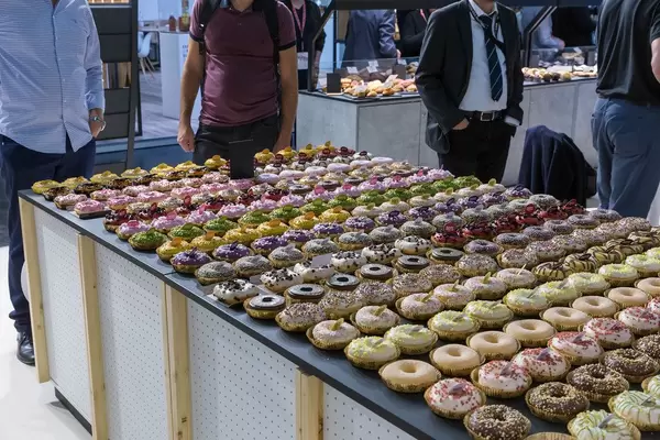 Decorated rainbow Dots original: various doughnuts in different colors