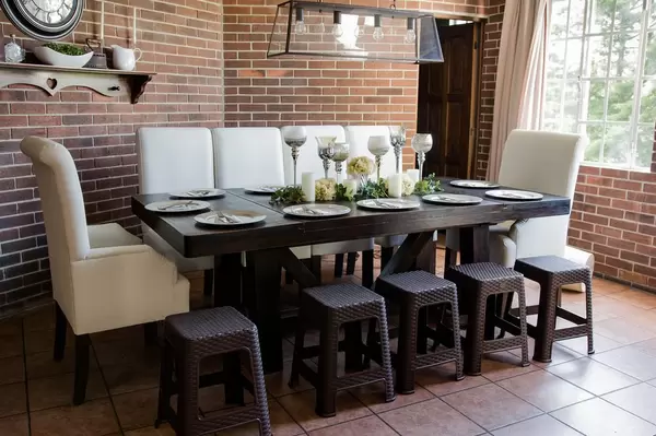 Decorated wooden table