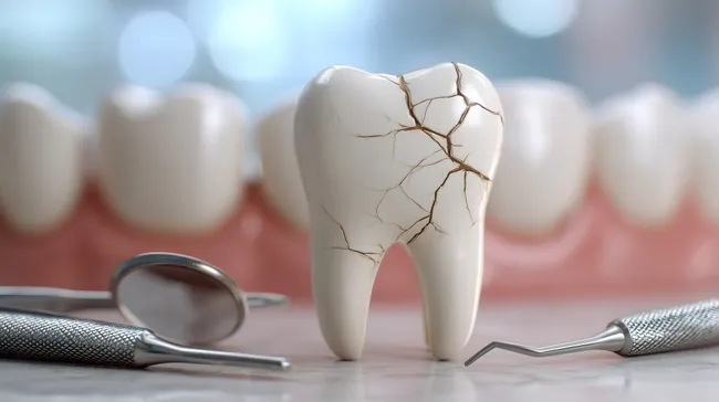 Defekter Zahn - Dental-Modell mit Riss