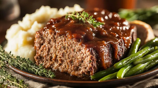 Deftig-aromatischer Rindfleischbraten mit Soße und Beilagen