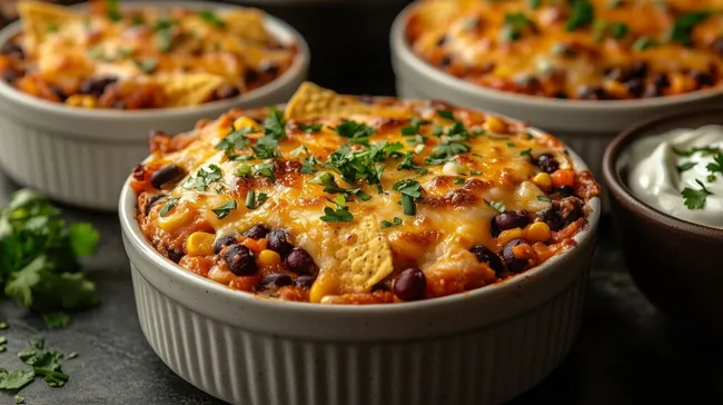 Deftig-würziger mexikanischer Auflauf mit Käse und Nachos