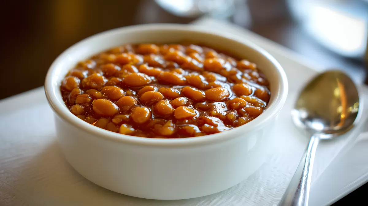 Deftige Baked Beans in Keramikschale