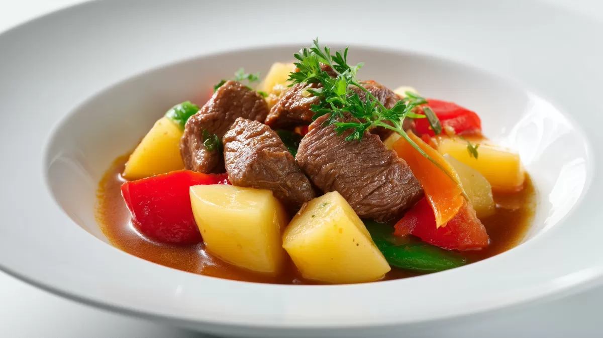 Deftige bayerische Gulaschsuppe mit Kartoffeln