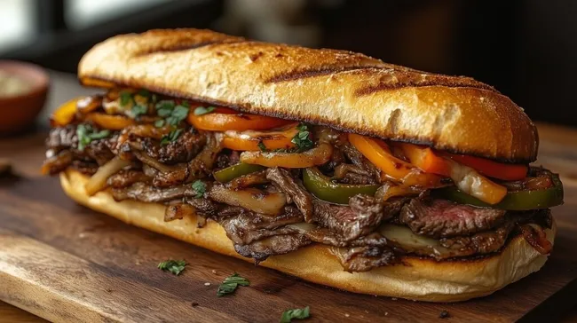 Deftiger Philly-Cheese-Steak mit saftigen Rindfleischstreifen