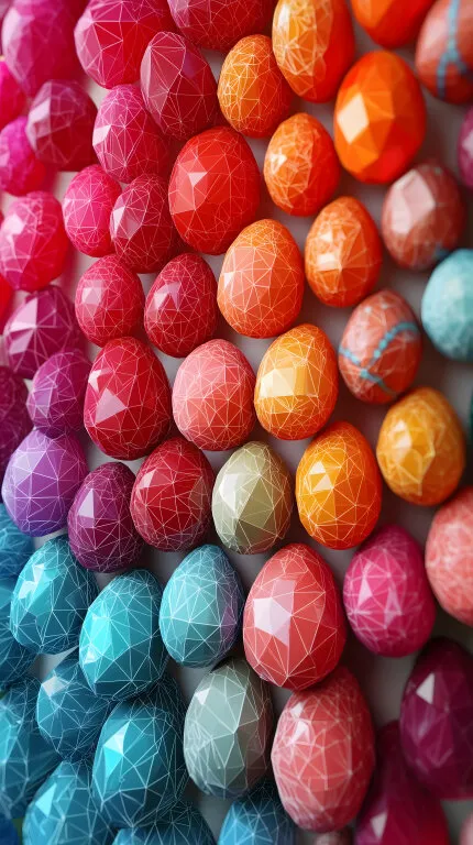 Dekorative, bunte Polygoneier in Regenbogenfarben