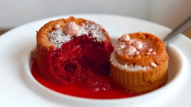 Dekorative Desserts mit Früchten und Puderzucker